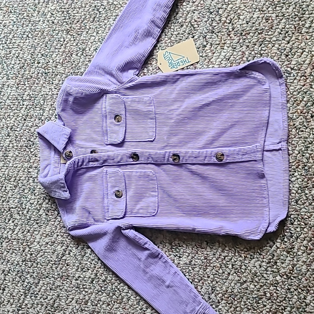 THEREABOUTS GIRLS LAVENDER BUTTON UP CORDOROY SHIRT JACKET SIZE XXS 4/5